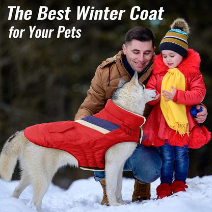 Hundemantel Winterjacke Große Hunde Warm Kragen Baumwolle Rot XL