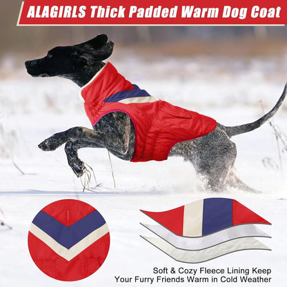 Hundemantel Winterjacke Große Hunde Warm Klettverschluss Rot XL
