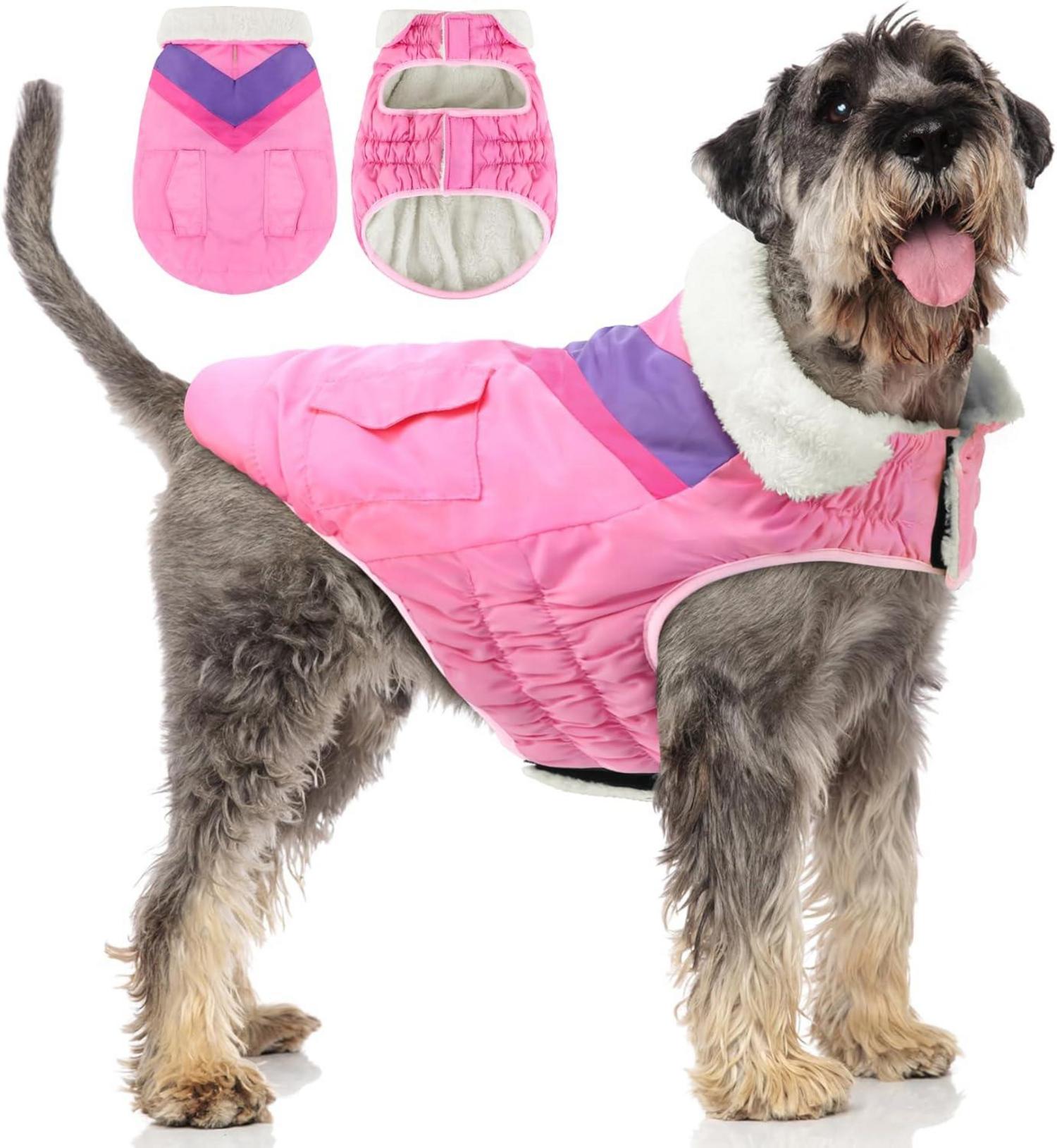 Hundemantel Winter warm wasserdicht Fleece gefüttert Klettverschluss