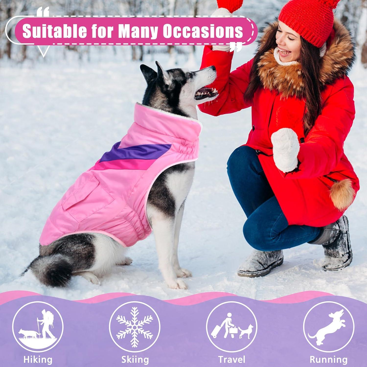 Hundemantel Klettverschluss Winterjacke für Große Hunde ALADC1104 Pink L