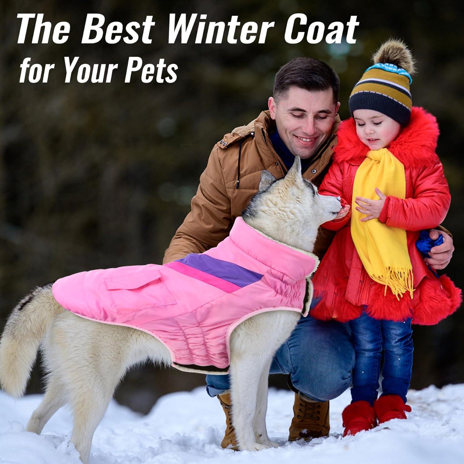 Hundemantel Klettverschluss Winterjacke für Große Hunde ALADC1104 Pink L
