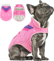 Hundemantel Winter Warm Kragen Klettverschluss Taschen Pink Medium