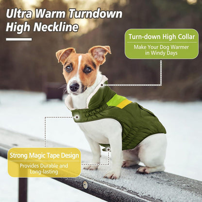 Hundemantel Warme Winterjacke mit hohem Kragen Klettverschluss - 4