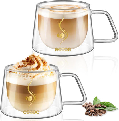 Doppelwandige Latte Macchiato Gläser 350ml Set 2er - Borosilikatglas