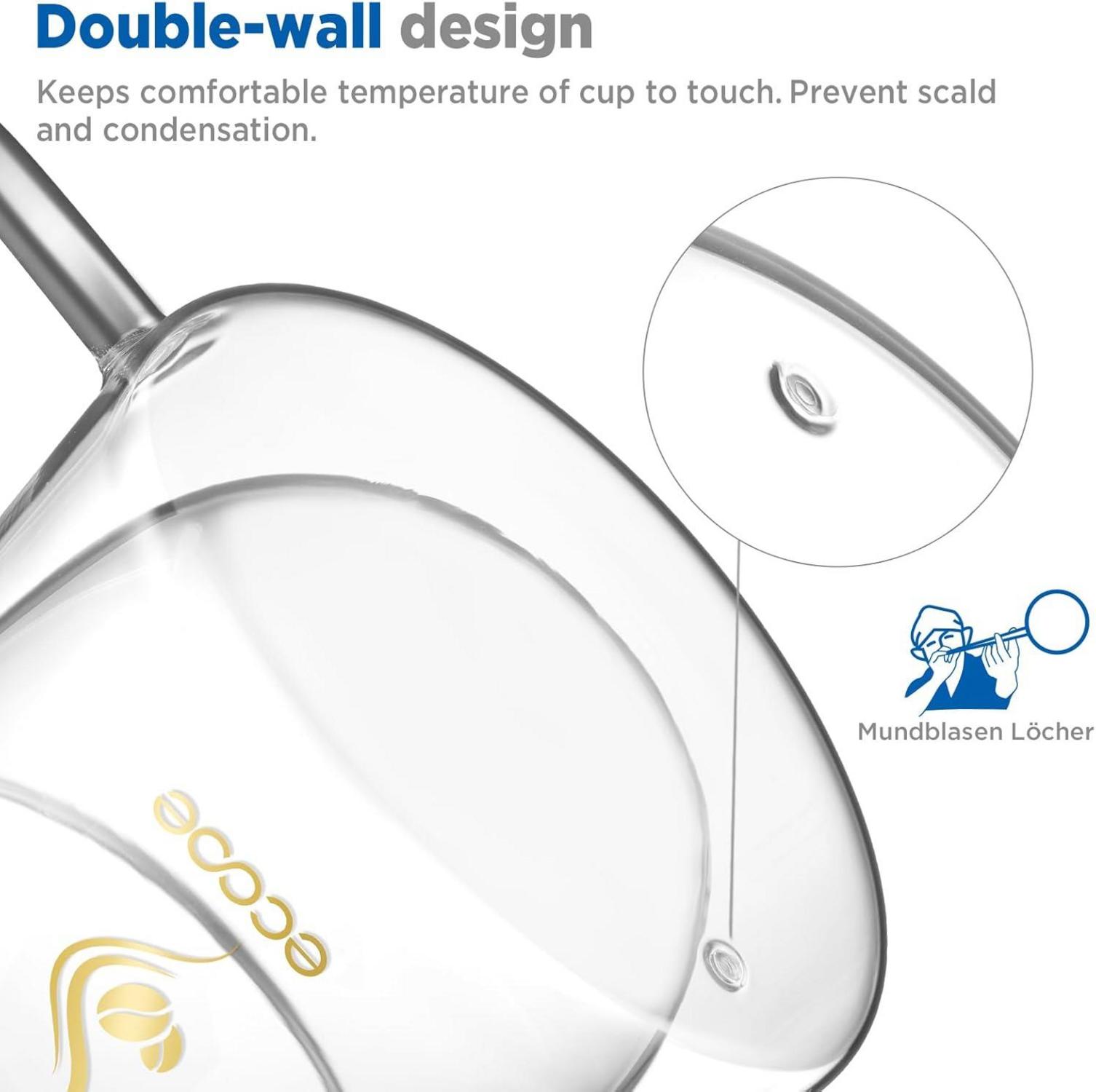 Doppelwandige Latte Macchiato Gläser 350ml Set 2er - Borosilikatglas