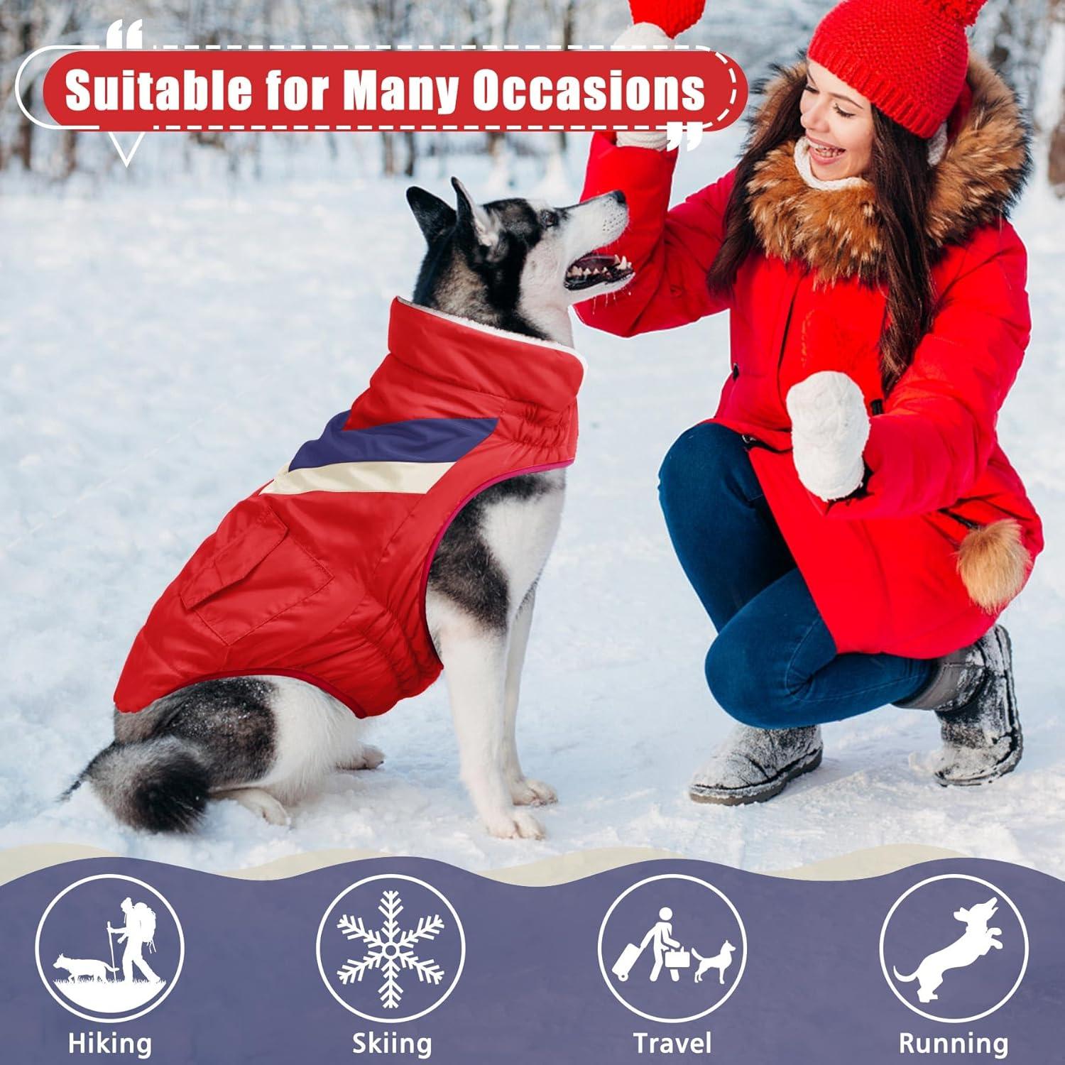 Hundemantel Winter Warm Hoher Kragen Medium Rot Hundekleidung