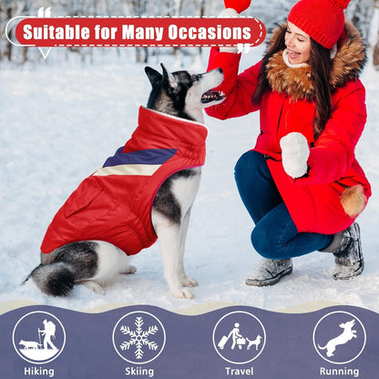 Hundemantel Winter Warm Hoher Kragen Medium Rot Hundekleidung