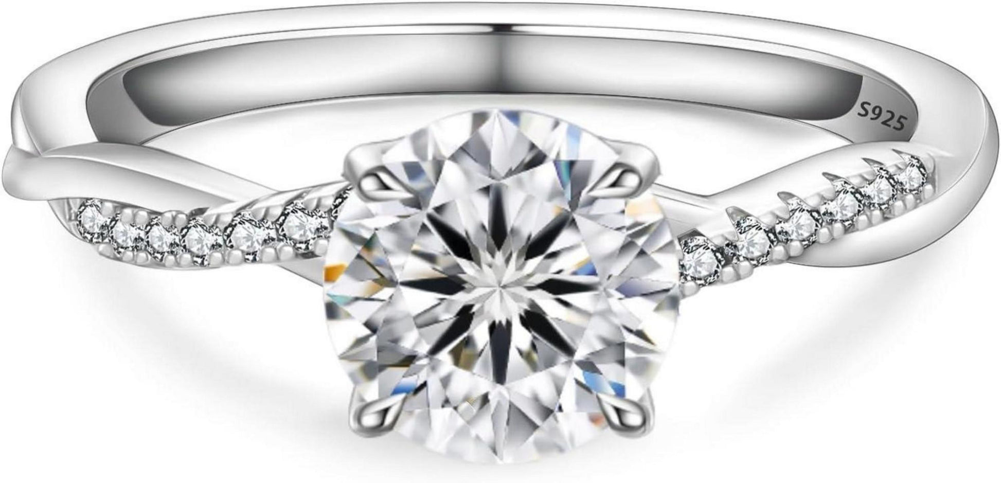 Moissanite Verlobungsring 1-2 Karat Solitär VVS1 D 925 Silber Weißgold
