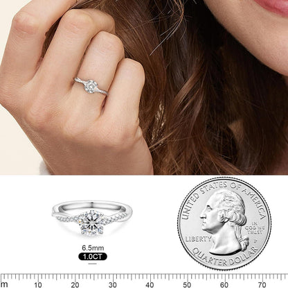 Damen Moissanite Solitär Verlobungsring 1-2 Karat VVS1 D 925 Silber Weißgold