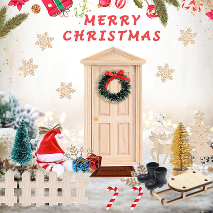 Elfentür Weihnachten Set - Miniatur Wichtelhaus Deko 29-teilig
