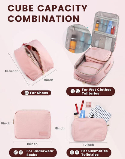 Handgepäck Rucksack 40L Reise Laptop Wasserdicht Damen Dunkelrosa