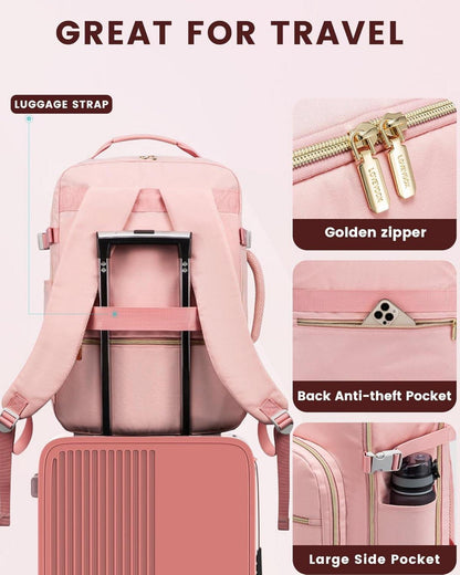 Handgepäck Rucksack Flugzeug 40L Damen Reiserucksack Wasserdicht 17