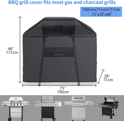 Wetterfeste Gasgrill Abdeckung 420D Oxford-Stoff SchwarzUV 190 x 71 x