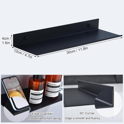 Schwarzes Duschablage Wandregal Set 2er 30cm Badezimmer Regal HNVNER