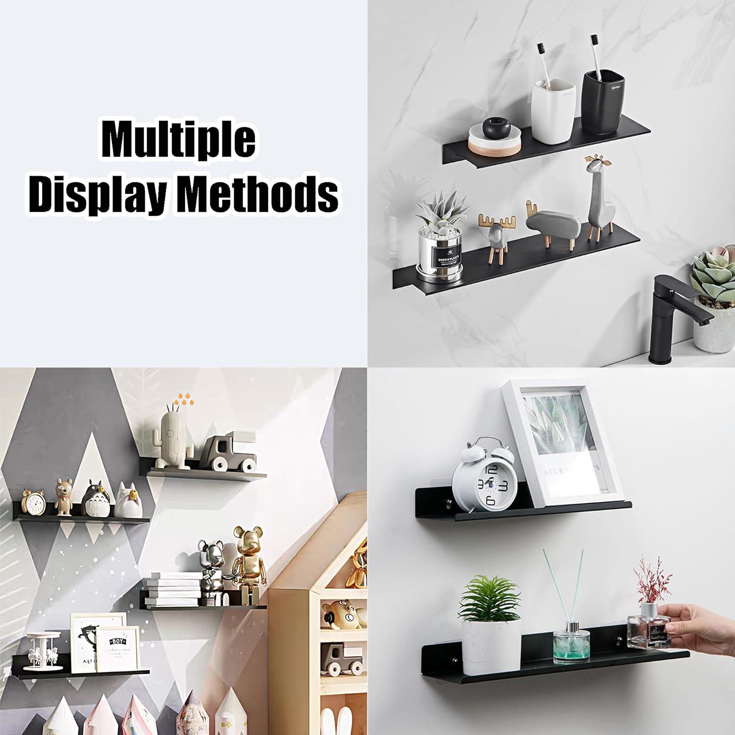 Schwarzes Duschablage Wandregal Set 30cm Metall ohne Bohren