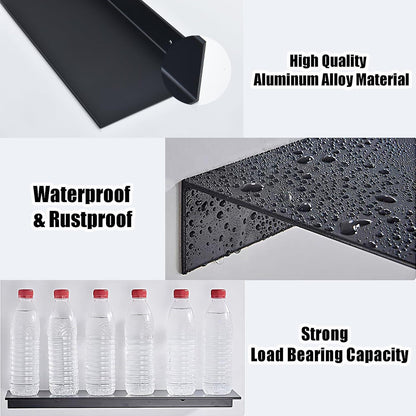 Schwarzes Duschablage Set Ohne Bohren 2er Metall Wandregal 30 cm - Bad