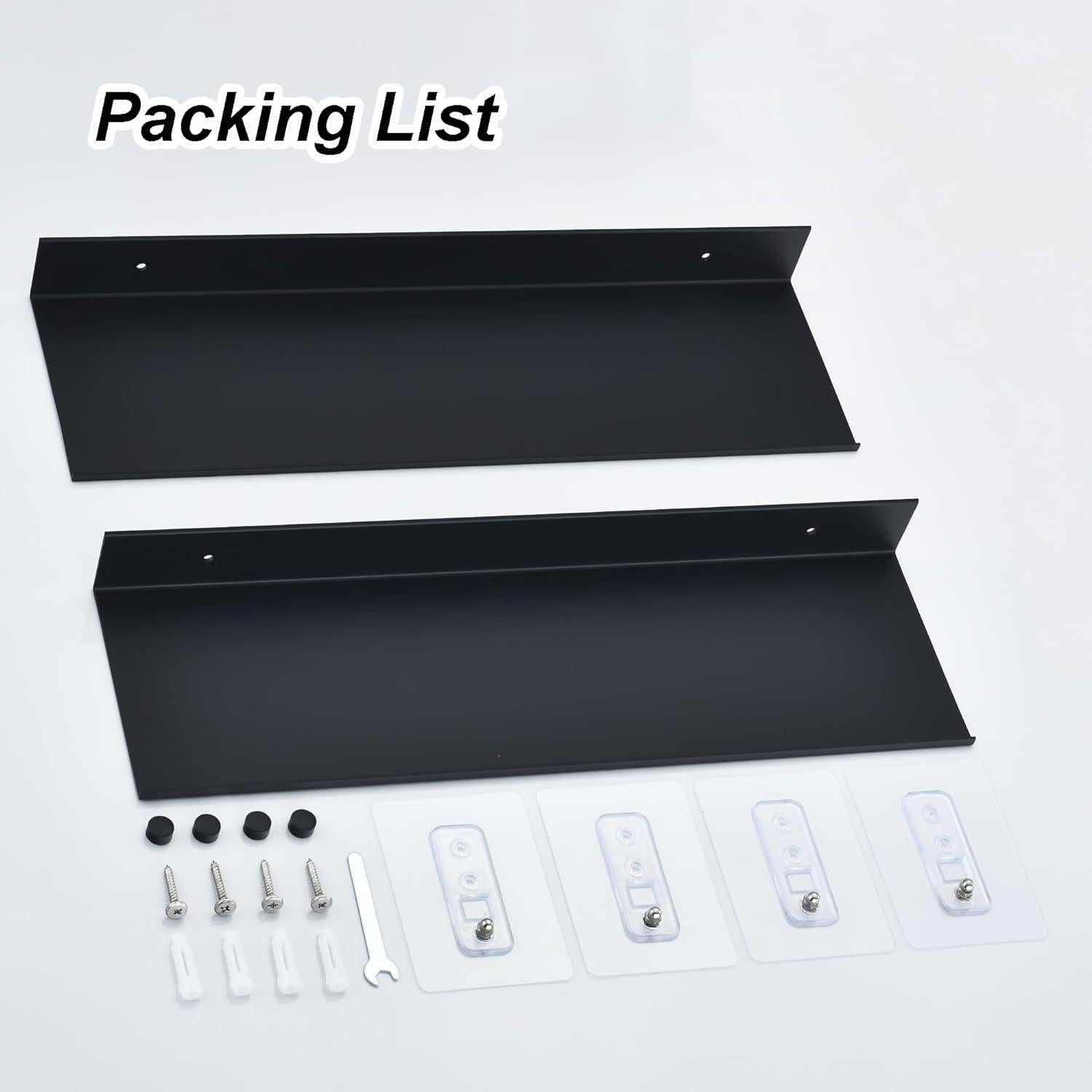 Schwarzes Duschablage Set ohne Bohren, Metall Wandregal 30cm, Badezimmerregal 2er Set