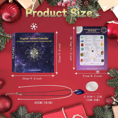 Edelstein Adventskalender 2024 - 24 Tage Weihnachten Countdown Kristall Set