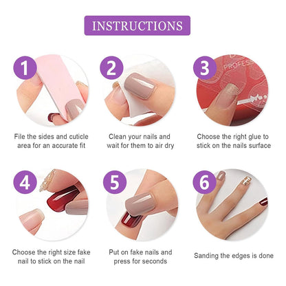 24 Stück Falsche Nägel Rosa Ballerina Press on Nails Acryl French Tips