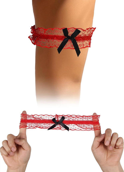 Spitze Strumpfband Hochzeit Braut Accessoire 2er Pack Rot