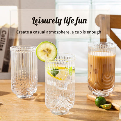 Geriffelte Gläser Set 4-teilig Longdrink & Eiskaffee 400ml