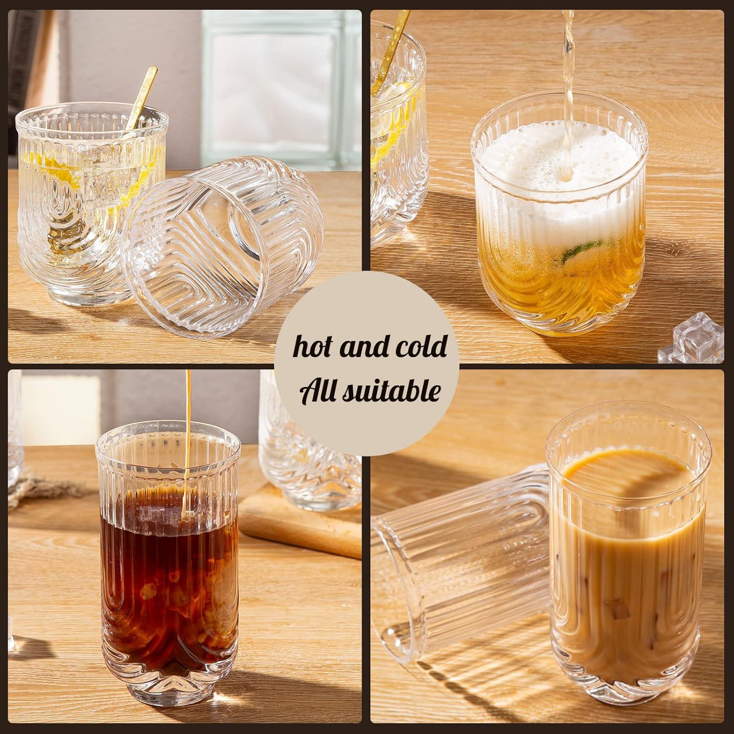 Geriffelte Gläser Set 4-teilig Longdrink- & Glas 400ml 350ml Bubble