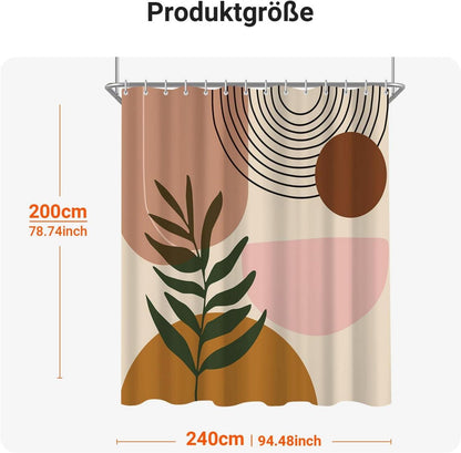 Duschvorhang Sonne Blätter 240x200cm Polyester Antischimmel