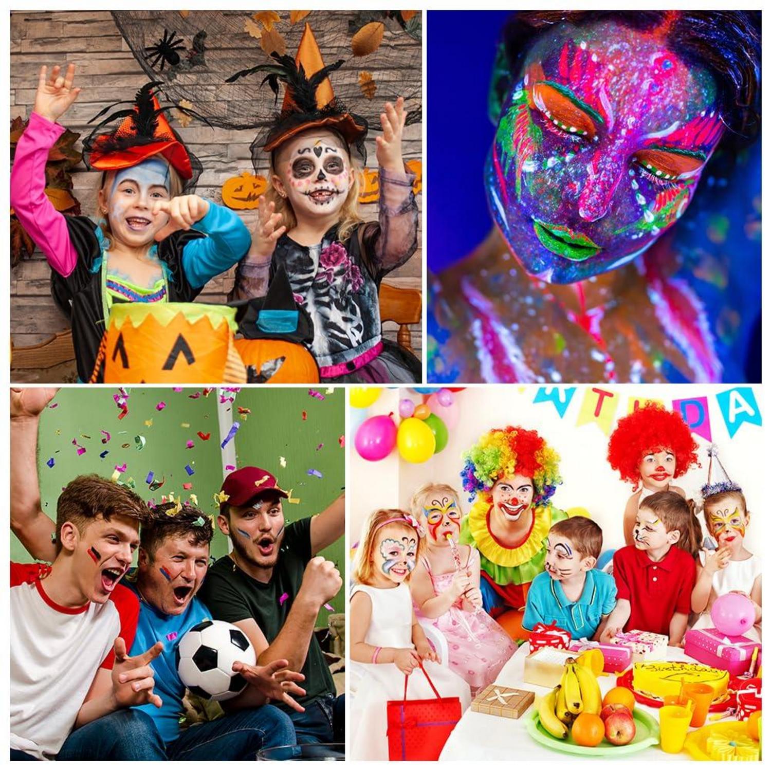 Kinderschminke Set Neon UV Schminkfarben 16 Farben Halloween Karneval