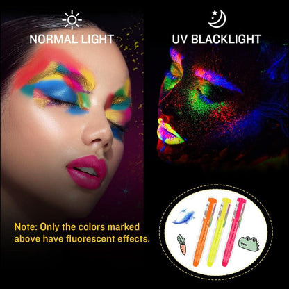 Kinderschminke Set 12 Farben Bodypainting Neon UV Face Paint Fasching
