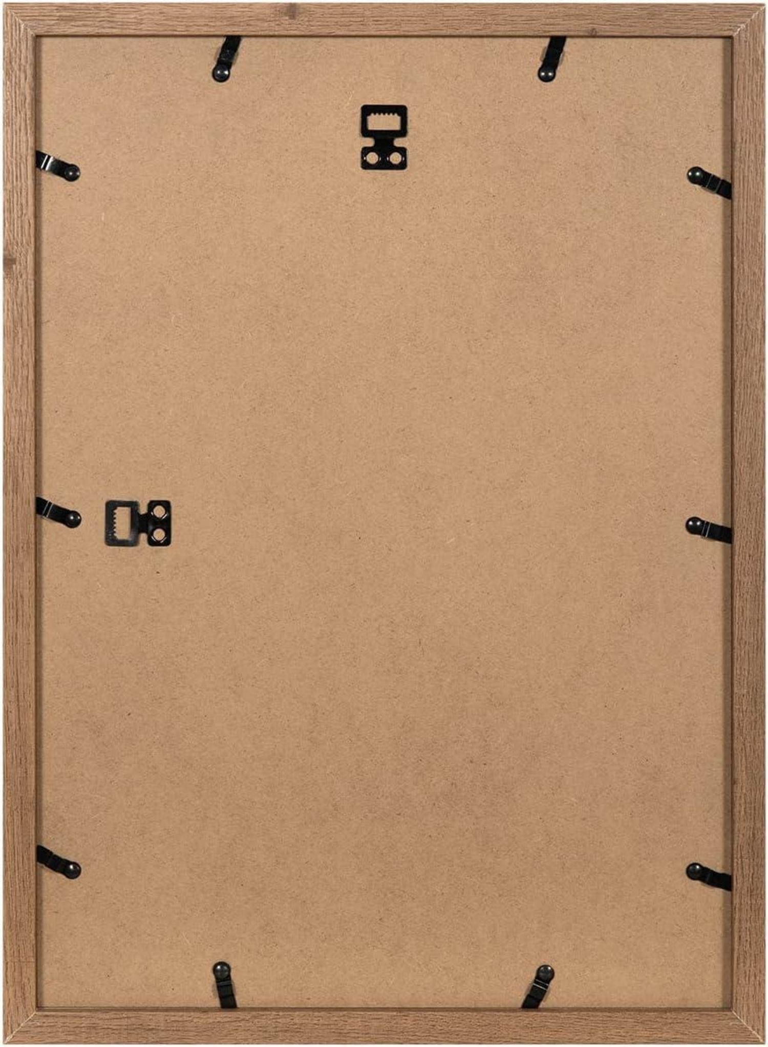 Brauner Holz-Bilderrahmen A3 mit Passepartout für A4 Wandmontage 45 cm