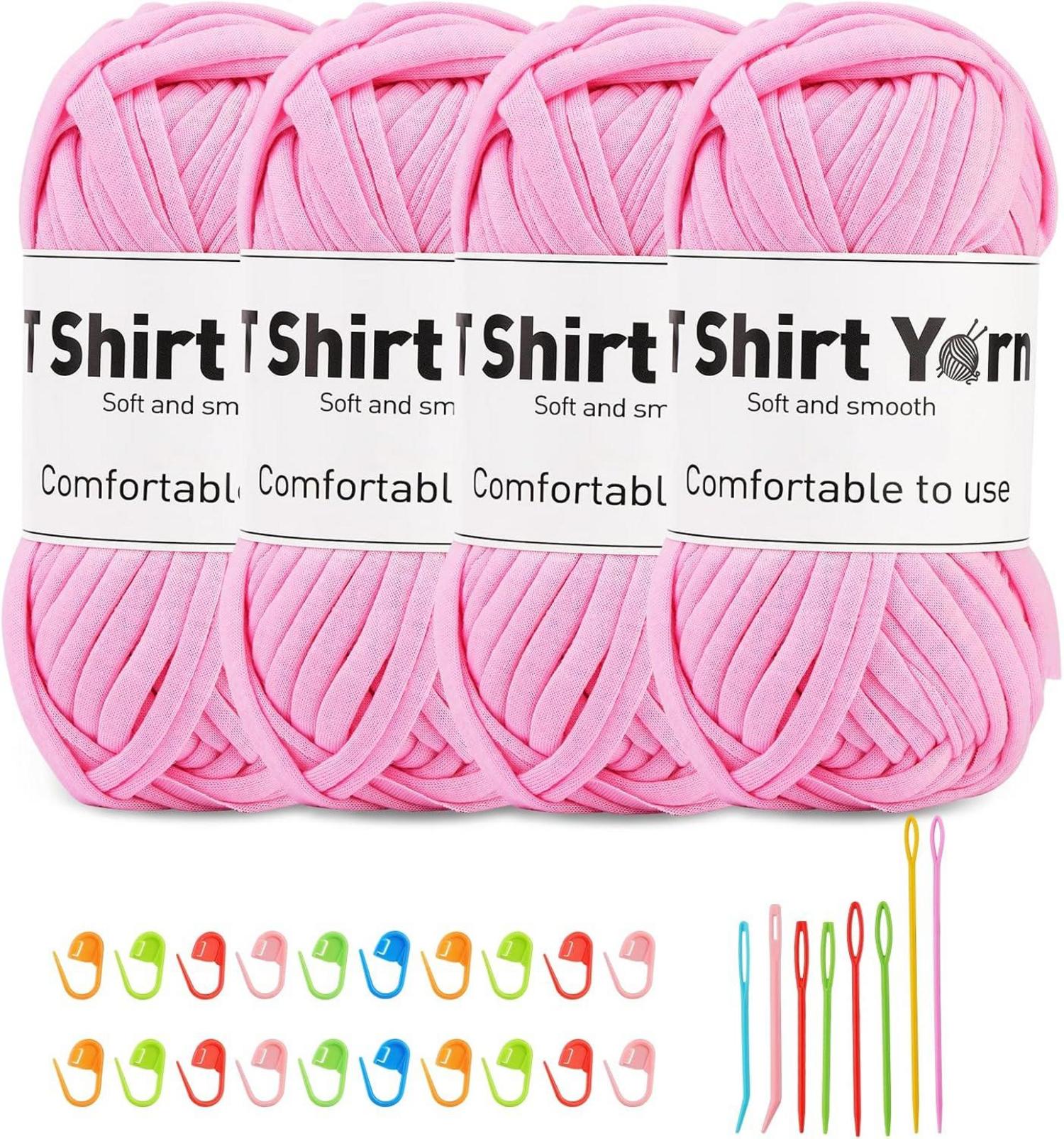4er-Pack T-Shirt-Garn-Set, Häkelgarn zum Stricken, weiches