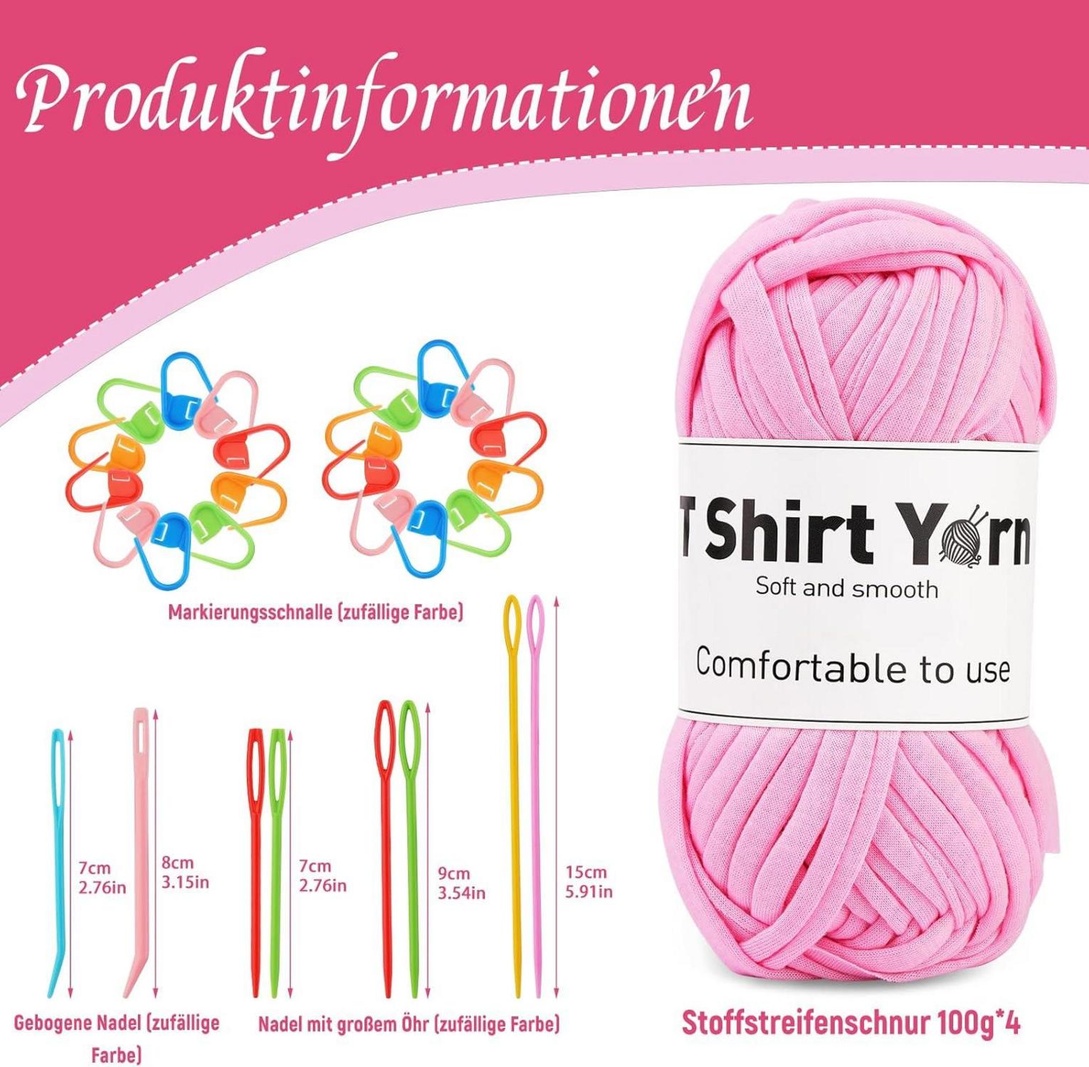 4er-Pack Doxiru T-Shirt-Garn-Set 100g Baumwollgarn Häkelgarn