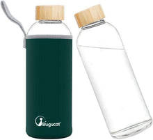 Bugucat Trinkflasche Glas 750ML Auslaufsicher Dunkelgrün