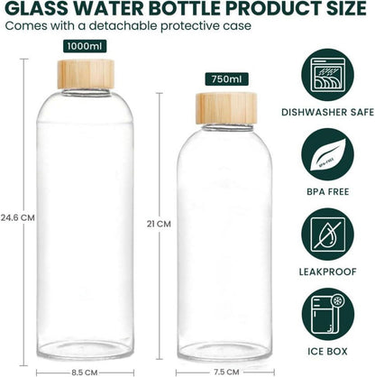 Bugucat Trinkflasche Glas 750ML mit