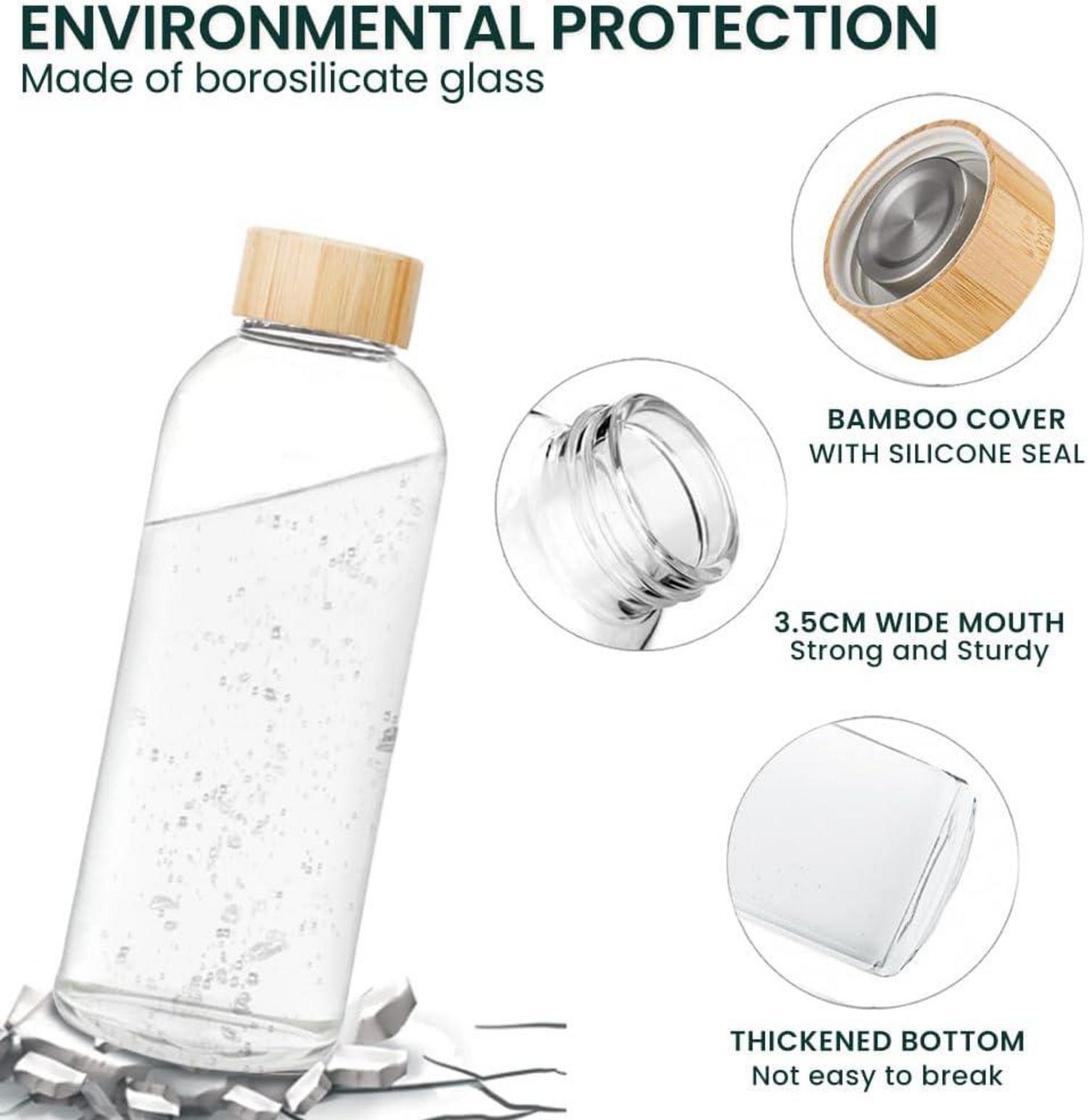 Bugucat Trinkflasche Glas 750ML Auslaufsicher Dunkelgrün