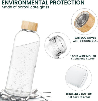 Bugucat Trinkflasche Glas 750ML Auslaufsicher Dunkelgrün