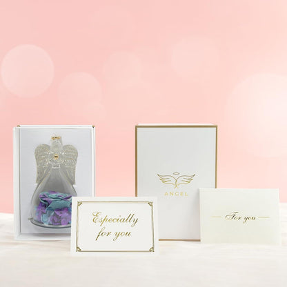 Ewige Rose Engel Figur Geschenk Muttertag Handgefertigt Glaskuppel