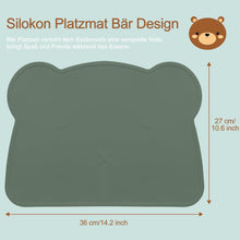 Kinder Silikon Platzset Bär 2er Set Blau Gelb Rutschfest
