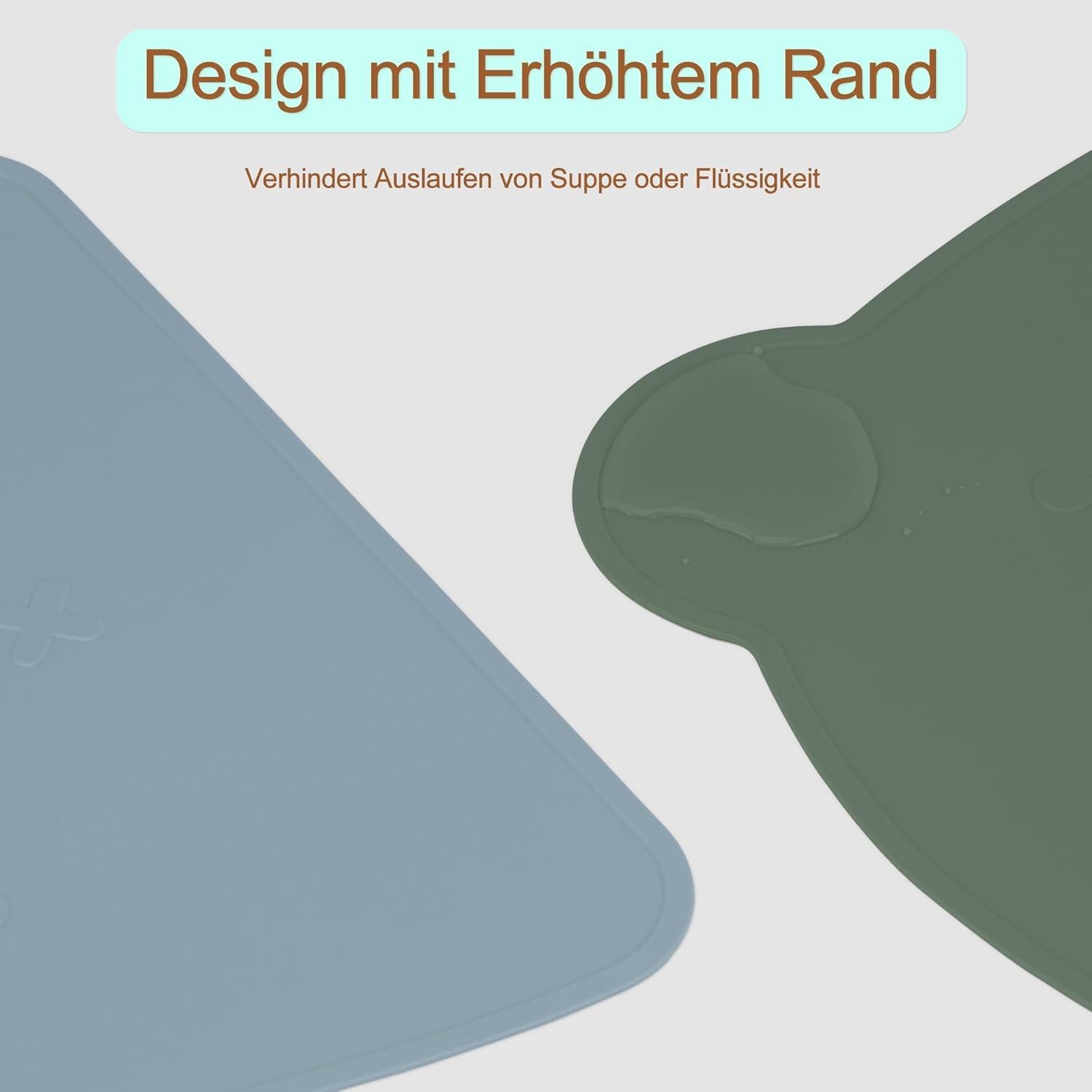 Kinder Silikon Bär Platzset 2er Set - Rutschfest Abwaschbar - BPA Frei