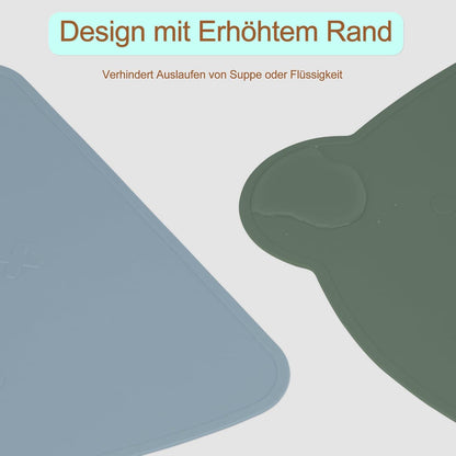 Kinder Silikon Bär Platzset 2er Set - Rutschfest Abwaschbar - BPA Frei