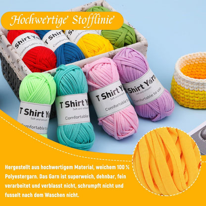 Doxiru 4er-Pack T-Shirt-Garn Baumwollgarn Set Häkelgarn Strickgarn
