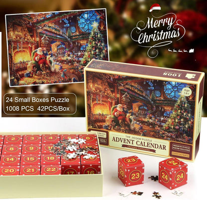 Adventskalender Weihnachtspuzzle 1008 Teile Weihnachtsmann Geschenke
