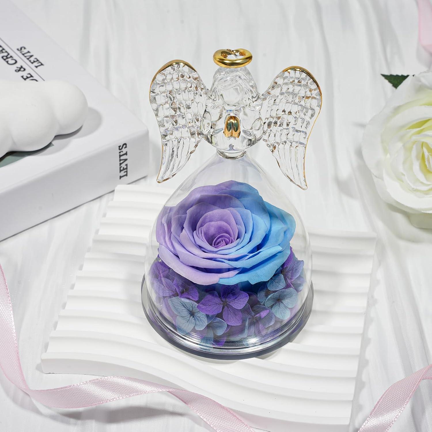 Sunia Ewige Rose Engel Figur Muttertag Geburtstagsgeschenk Blau