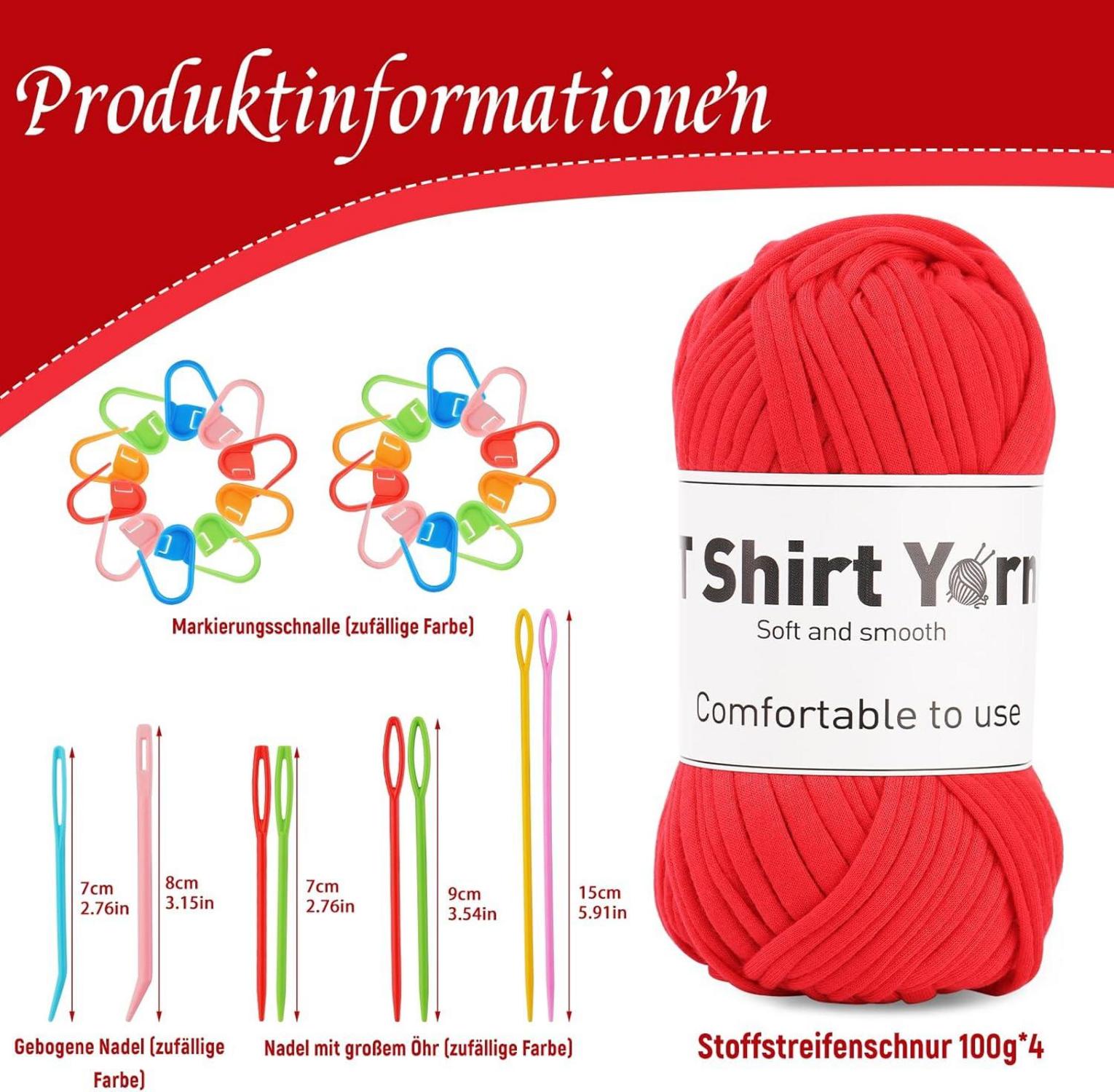4er-Pack T-Shirt-Garn-Set 100 g, Baumwollgarn zum Stricken