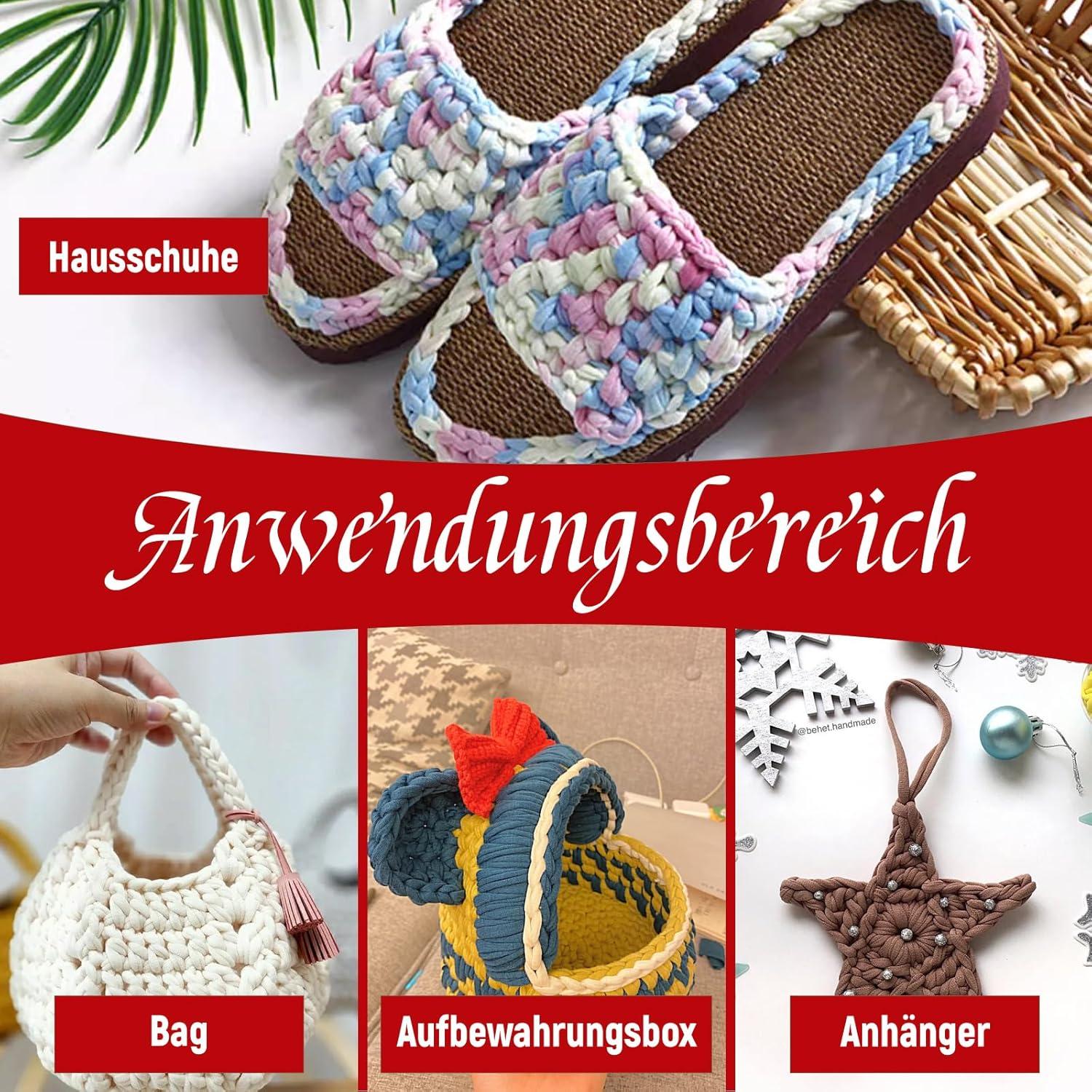 T-Shirt-Garn-Set 100g - Baumwollgarn Häkelgarn Strickgarn - 4er-Pack - weiches