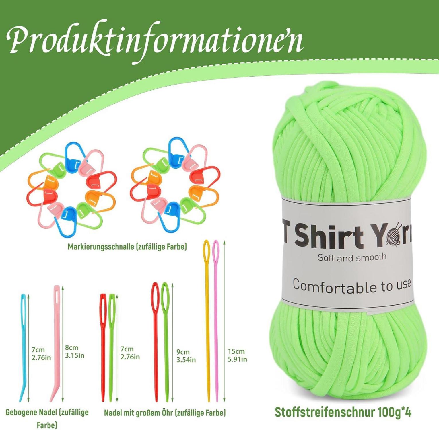T-Shirt-Garn-Set 100g 4er-Pack Baumwolle Häkelgarn-Set grün