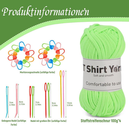 T-Shirt-Garn-Set 100g 4er-Pack Baumwolle Häkelgarn-Set grün