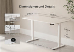 Höhenverstellbarer Schreibtisch 140x60 cm Standing Desk