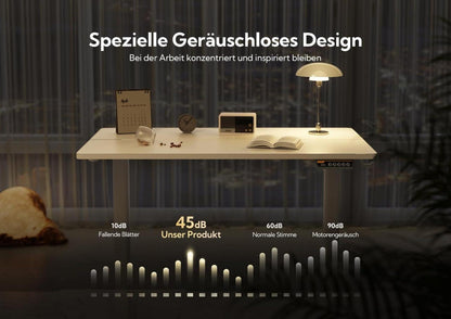 Höhenverstellbarer Schreibtisch Elektrisch 140x60 cm Weiß Oberfläche