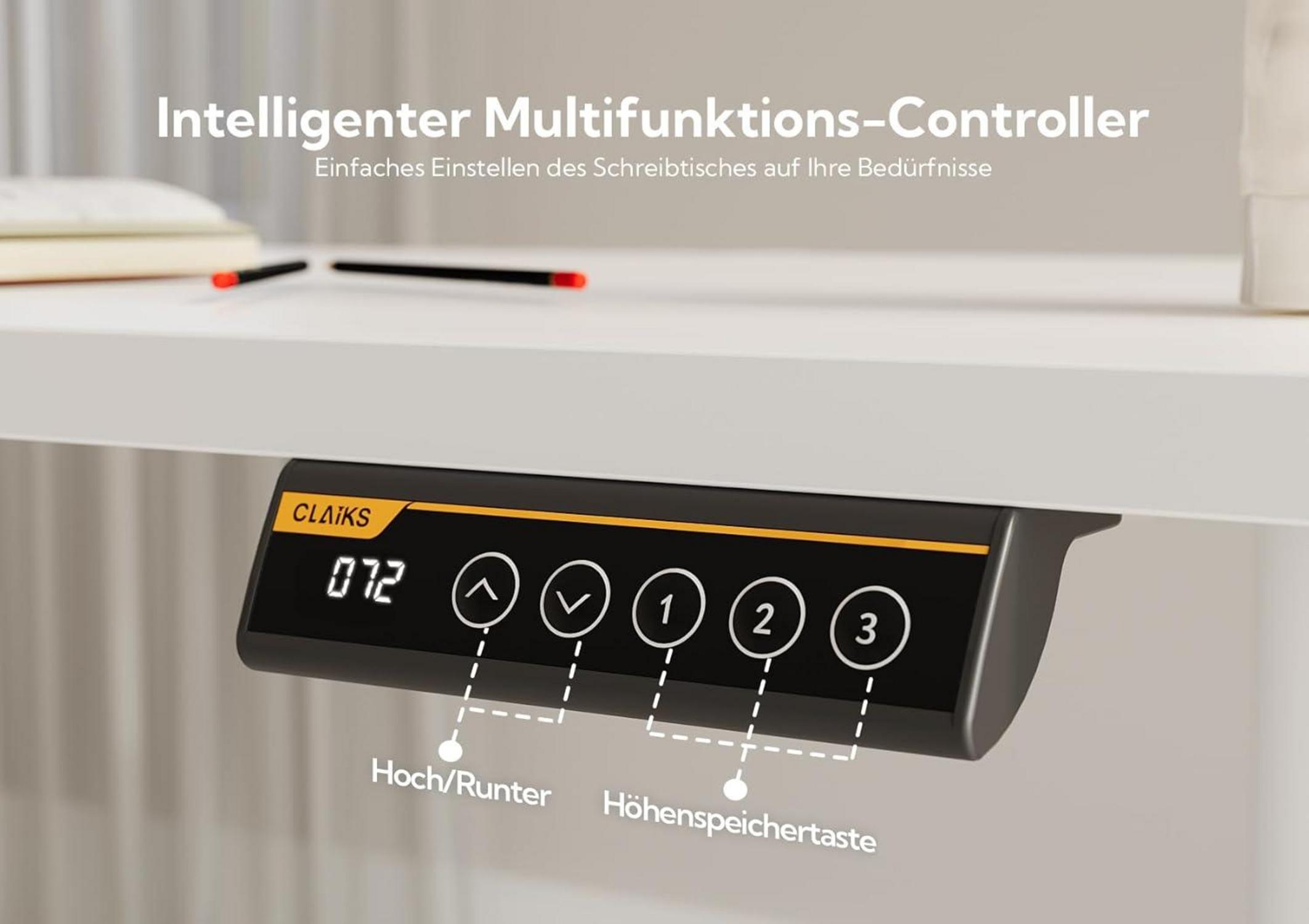 Höhenverstellbarer Schreibtisch 140x60 cm Elektrisch Standing Desk